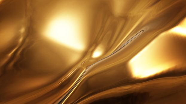 Abstract golden liquid smooth background with waves luxury. 3d illustration