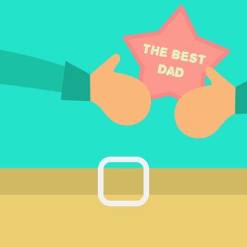 Vector Happy Fathers Day concept with happy father and his gift