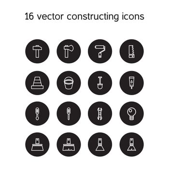 Constructing and building icons set. Repair symbols. Vector