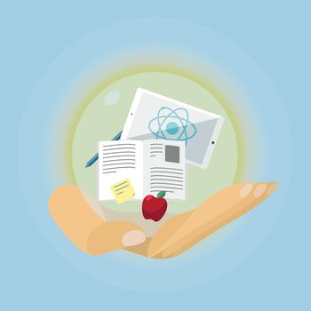 Science, study in hand in vector, eps