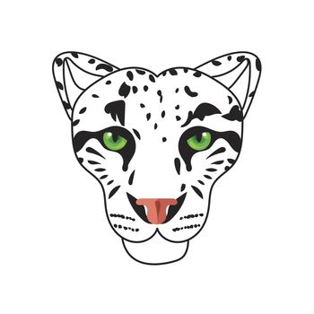 Wild cat face, snow bars head. Vector