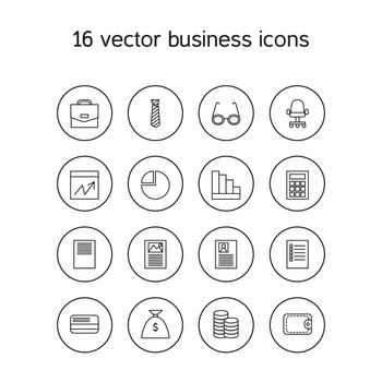 Business icons set. Office and document symbols. Vector