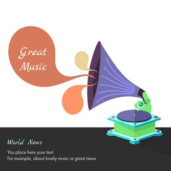 Vector bright flat old gramophone in eps