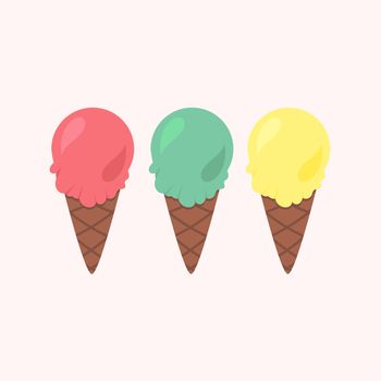 Vector set of ice-creams with three color themes