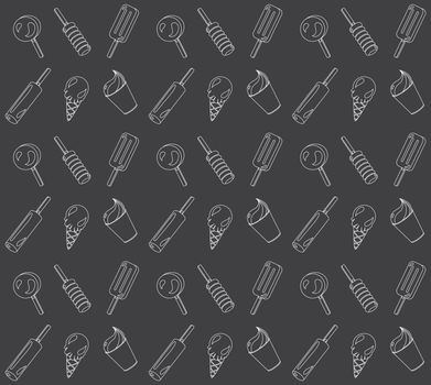 Vector seamless pattern, background from different ice-creams