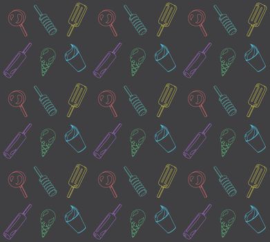 Vector seamless pattern, background from different ice-creams