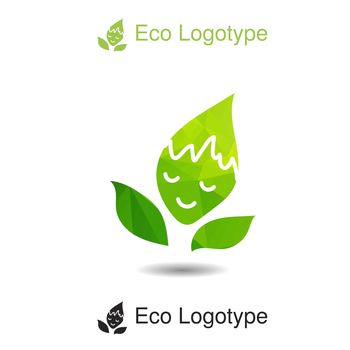 Vector ecology logo or icon in eps, nature logotype with smile