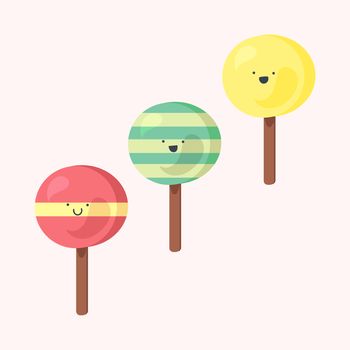 Vector set of emotional ice-creams with smiles and three color themes
