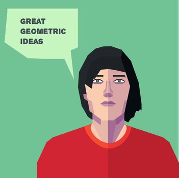 Vector Geometric Man, thinking creative personality in eps