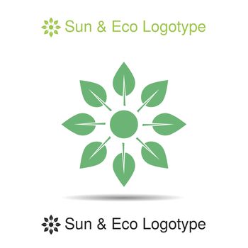 Vector nature logo, icon, sun from leaves