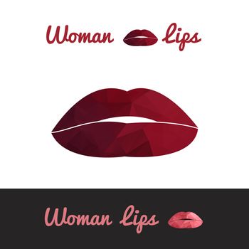 Vector polygonal lips, triangle logo or icon