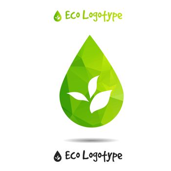 Vector ecology logo or icon in eps, nature logotype, drop icon