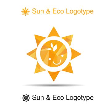 Bio logo, icon and symbol: smile and leaves in the sun, Sun protection