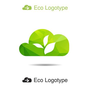 Vector ecology logo or icon in eps, nature logotype, air symbol from cloud and leaves