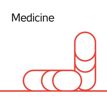 Medicine aid logo, pill and health icon. Vector
