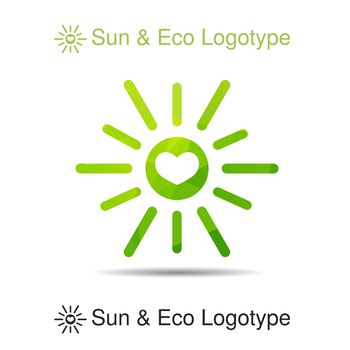 Vector triangle sun in eps with heart