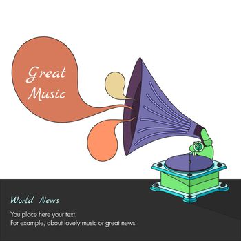 Vector bright flat old gramophone in eps