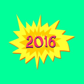 Vector sticker with text of 2016 year
