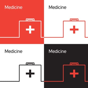 Medicine aid logo, chest and health icon. Vector