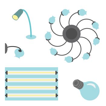 Vector set of different lamps: office, house
