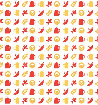 Oktoberfest seamless pattern. Food and drink. Beer festival. Vector