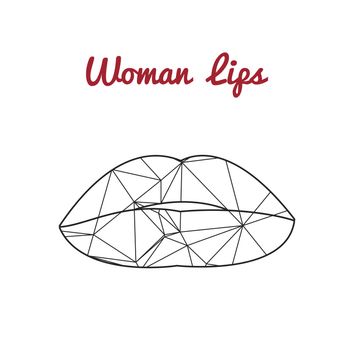 Vector polygonal lips, triangle logo or icon