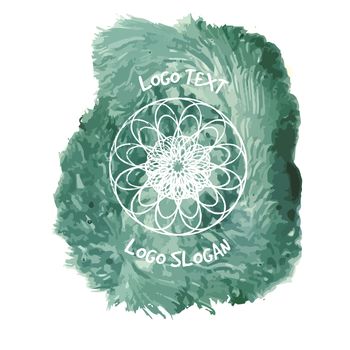 Vector logo witn aquarelle background in view splash