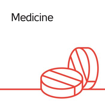 Medicine aid logo, pill and health icon. Vector