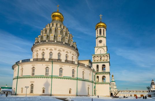 Voskresensky cathedral towers and domes with inner yard of  New Jerusalem Monastery, Istra, Moscow region