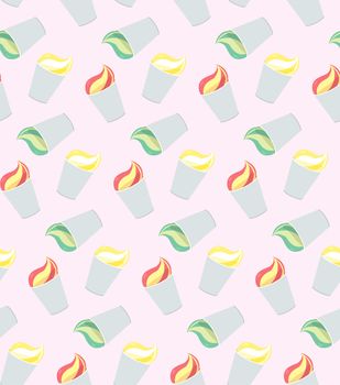 Vector seamless pattern from ice-creams with three color themes