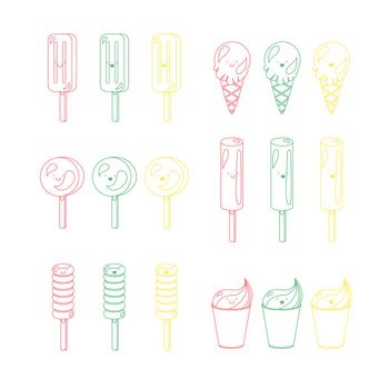 Vector set of emotional ice-creams with smiles