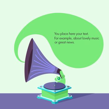 Vector bright flat old gramophone in eps