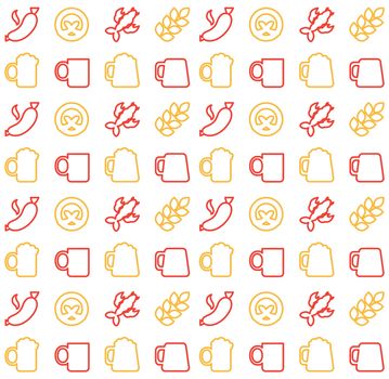 Oktoberfest seamless pattern. Food and drink. Beer festival. Vector