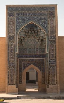 Central Asian ancient arch, the entrance to the mausoleum of Amir Timur. ancient architecture of Central Asia