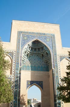 arch, the main entrance to the mausoleum of Tamerlane. ancient architecture of Central Asia