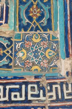 asian old ceramic mosaic. elements of oriental ornament on ceramic tiles