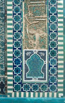 asian old ceramic mosaic. elements of oriental ornament on ceramic tiles