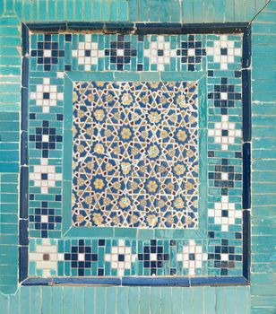 asian old ceramic mosaic. elements of oriental ornament on ceramic tiles