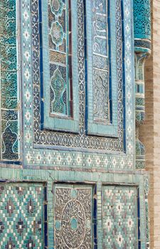 asian old ceramic mosaic. elements of oriental ornament on ceramic tiles