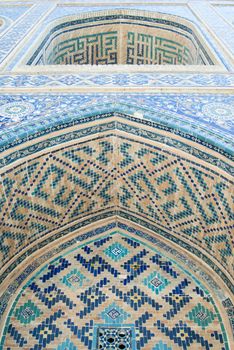 The dome in the form of an arch in traditional Asian mosaic. the details of the architecture of medieval Central Asia