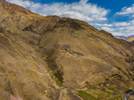 Aerial view of high-mountain landscape in Andes, Peru