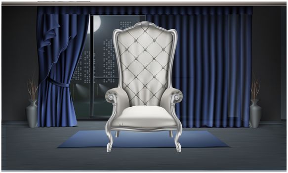 mock up illustration of big chair in a dark room