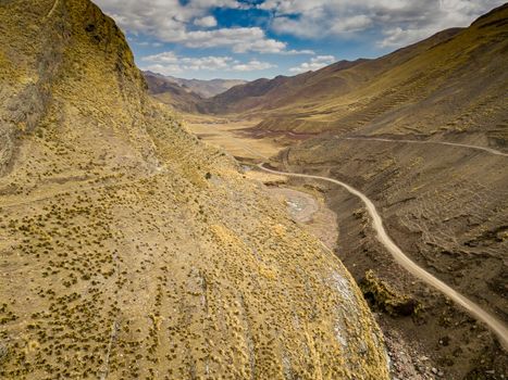 Aerial view of high-mountain landscape in Andes, Peru