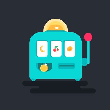 Casino design items. Gambling machine with money. One armed bandit. Variations of hands. Vector