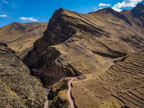 Aerial view of high-mountain landscape in Andes, Peru