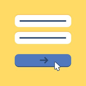 Web Template and Elements for site form of email subscribe, newsletter or login to account, submit. Vector