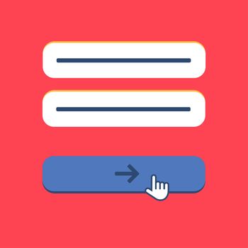 Web Template and Elements for site form of email subscribe, newsletter or login to account, submit. Vector