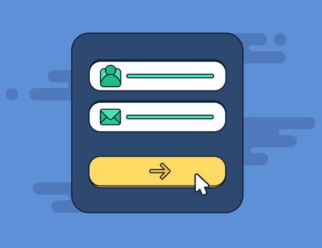 Web Template and Elements for site form of email subscribe, newsletter or login to account, submit. Vector