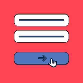 Web Template and Elements for site form of email subscribe, newsletter or login to account, submit. Vector
