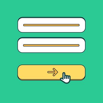 Web Template and Elements for site form of email subscribe, newsletter or login to account, submit. Vector